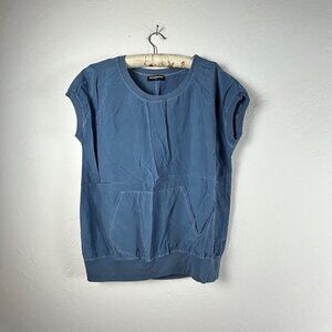 NU Construction Womens Small Blue Short Sleeves Scoop Neck Front Pocket Top